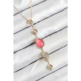 Gizmurstore Pirinç Zincir Pembe Gold Renk Zirkon Taşlı Y Kolye 5886 - MZUIRG8432-9227