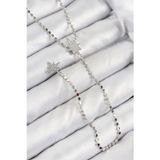 Gizmurstore Pirinç Zirkon Taşlı Ezme Zincirli Kutup Yıldızı Model Gümüş Renk Y Kolye 58 - MZUIRG3369-9