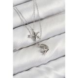 Gizmurstore Pirinç Zirkon Taşlı Yıldız Ve Ay Model Gümüş Renk Kadın Kolye 5886 - MZUIRG5824-4940
