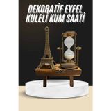 Gizmurstore Retro Eyfel Kulesi Ve Kum Saati Dekoratif Ahşap Görünümlü Masa Biblosu - MZUIRG3640-7036