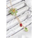 Gizmurstore VIP Pirinç Zirkon Taşlı Çiçek Model Gold Renk Asansörlü Kadın Kolye 5886 - MZUIRG5384-5055