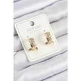 Gizmurstore Xuping Zirkon Taşlı Geometrik Desenli Halka Model Gold Renk Kadın Küpe 5886 - MZUIRG9444-7784