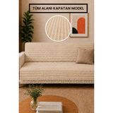 Gizo Home Ars | Pamuklu Kaymaz Yıkanabilir Çok Amaçlı Bohem Koltuk Örtüsü Tekli&ikili&üçlü 180X210 Çekyat Örtüsü, Berjer Örtüsü, Koltuk Şalı - 180 x 210 cm - Bej