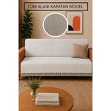 Gizo Home Ars | Pamuklu Kaymaz Yıkanabilir Çok Amaçlı Bohem Koltuk Örtüsü Tekli&ikili&üçlü 180X210 Çekyat Örtüsü, Berjer Örtüsü, Koltuk Şalı - 180 x 210 cm - Ekru