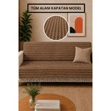 Gizo Home Ars | Pamuklu Kaymaz Yıkanabilir Çok Amaçlı Bohem Koltuk Örtüsü Tekli&ikili&üçlü 180X210 Çekyat Örtüsü, Berjer Örtüsü, Koltuk Şalı - 180 x 210 cm - Kahverengi