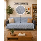 Gizo Home Ars | Pamuklu Kaymaz Yıkanabilir Çok Amaçlı Bohem Koltuk Örtüsü Tekli&ikili&üçlü 180X210 Çekyat Örtüsü, Berjer Örtüsü, Koltuk Şalı - 180 x 210 cm - Mavi
