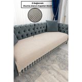 Gizo Home BRK | Pamuklu El Bağlamalı Kaymaz Bohem Oturma Alanını Kapatan Yıkanabilir Koltuk Örtüsü Tekli&İkili&Üçlü 115x210 Modern Çekyat Örtüsü, Berjer Örtüsü, Koltuk Şalı BEJ