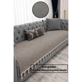 Gizo Home BRK | Pamuklu El Bağlamalı Kaymaz Bohem Oturma Alanını Kapatan Yıkanabilir Koltuk Örtüsü Tekli&İkili&Üçlü 115x210 Modern Çekyat Örtüsü, Berjer Örtüsü, Koltuk Şalı Kahverengi