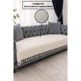 Gizo Home BRK | Pamuklu El Bağlamalı Kaymaz Bohem Oturma Alanını Kapatan Yıkanabilir Koltuk Örtüsü Tekli&İkili&Üçlü 115x210 Modern Çekyat Örtüsü, Berjer Örtüsü, Koltuk Şalı Krem
