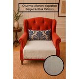 Gizo Home HSN | Pamuklu Oturma Yerini Kapatan Tekli Berjer Koltuk Örtüsü | Kaymaz Berjer Örtüsü Koltuk Şalı 85x95 Cm Ekru Renk