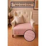 Gizo Home HSN | Pamuklu Oturma Yerini Kapatan Tekli Berjer Koltuk Örtüsü | Kaymaz Berjer Örtüsü Koltuk Şalı 85x95 Cm Gül Kurusu Renk