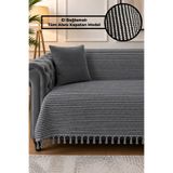 Gizo Home YVZ | El Bağlamalı Pamuklu Dokulu, Kaymaz Çok Amaçlı Bohem Koltuk Örtüsü Yıkanabilir Tekli&İkili&Üçlü 180x210 Modern Çekyat Örtüsü, Berjer Örtüsü, Koltuk Şalı Antrasit