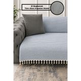 Gizo Home YVZ | El Bağlamalı Pamuklu Dokulu, Kaymaz Çok Amaçlı Bohem Koltuk Örtüsü Yıkanabilir Tekli&İkili&Üçlü 180x210 Modern Çekyat Örtüsü, Berjer Örtüsü, Koltuk Şalı Bebe Mavisi
