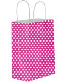 Gizpak Kraft Burgu Saplı Çanta Fuşya Puantiyeli 25 x 31 x 12 cm 25adet