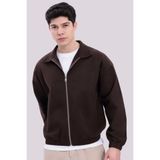 Gizrain Erkek Kiremit Gabardin Kumaş Fermuarlı Oversize Beli Lastikli Mevsimlik Mont Ceket