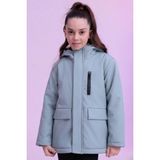 Gizrain Kız Çocuk Mint Yeşili Içi Kürklü Su ve Rüzgar Geçirmez Kapüşonlu Kışlık Mont Parka - 14 - 15 Yaş