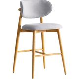 Gizsan Cello Model 65 cm Bohem Tarzı Ada Mutfak Bar Sandalyesi Meşe Rengi Ahşap Ayaklı Gri Keten Kumaşlı Döşemeli Ada Mutfak Bar Sandalyesi 2 Li Ürün