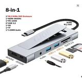 Gjob 8 In 1 USB Hub M2 SSD Disk Yuvası Type C Docking Station USB Nvme Disk Yuvası