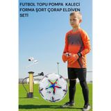 GK DEGAJ Çocuk Kaleci Eldiveni Sünger Destekli Çocuk Kaleci Forma Şort Çorap Futbol Topu Pompa Seti