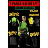 Gk Degaj Dragon Desenli Çocuk Kaleci Eldiveni Sünger Destekli Çocuk Kaleci Forma Şort Çorap Takımı - Neon Sarı - 13 - 14 Yaş
