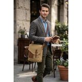 GK62 KANVAS POSTACI ÇANTASI ÇOK BÖLMELİ ÜNİVERSİTE GÜNLÜK ÇANTA MACBOOK TABLET ÇANTA BEJ