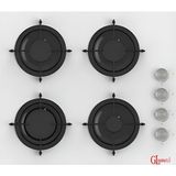 GL General Beyaz Cam 60 cm Gazlı Ankastre Ocak ( Emaye Izgaralı )