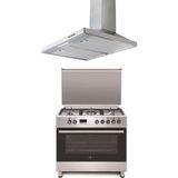 Gl General Desire Glf 9050XP Kuzine Inox Piliç Çevirmeli Fırın Set (GLF9050XP Desire 90 Kuzine Fırın-Gld 041X Davlumbaz)