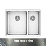 GL General Gl General Redux 58x44 Inox Petek Dokulu Sağ 1,5 Gözlü Paslanmaz Çelik Mutfak Eviyesi Gümüş