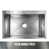 GL General Gl General Sagax 50x60 Inox Petek Dokulu Çift Delikli Mutfak Eviyesi 304 Paslanmaz Çelik 1mm Gümüş