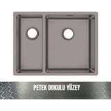 Gl General Redux 58X44 Antrasit Petek Dokulu Sol 1,5 Gözlü Paslanmaz Çelik Mutfak Eviyesi