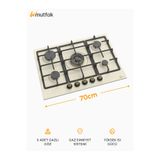 GL GENERAL Rustik 70cm 5 Gözlü Döküm Izgaralı Emaye Ocak