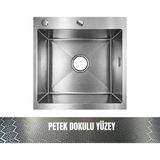 Gl General Sagax 50X55 Inox Petek Dokulu Çift Delikli Mutfak Eviyesi 304 Paslanmaz Çelik 1Mm