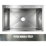 Gl General Sagax 50X60 Inox Petek Dokulu Çift Delikli Mutfak Eviyesi 304 Paslanmaz Çelik 1Mm