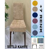 GL Home 4 Adet Babyface Kadife Kumaş Sandalye Kılıfı Yıkanabilir Likralı Esnek Lastikli, Sandalye Örtü - 55 x 55 cm - Sütlü Kahve