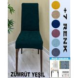 GL Home 4 Adet Babyface Kadife Kumaş Sandalye Kılıfı Yıkanabilir Likralı Esnek Lastikli, Sandalye Örtü - 55 x 55 cm - Zümrüt