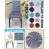 GL Home 4 Adet Süet Detaylı Angora Kumaş Sandalye Kılıfı Yıkanabilir Likralı Esnek Lastikli, Sandalye Örtü - 55 x 55 cm - Koyu Gri