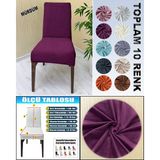 GL Home 4 Adet Süet Detaylı Angora Kumaş Sandalye Kılıfı Yıkanabilir Likralı Esnek Lastikli, Sandalye Örtü - 55 x 55 cm - Mürdüm