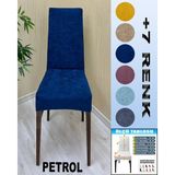 GL Home 6 Adet Babyface Kadife Kumaş Sandalye Kılıfı Yıkanabilir Likralı Esnek Lastikli, Sandalye Örtü - 55 x 55 cm - Petrol