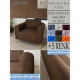 GL Home Süet Detaylı Angora Kumaş Tekli Komple Giydirme Tekli & Berjer , Bohem, Porto, Vb Model Koltuk Kılıfı - 80 x 100 cm - Kahverengi