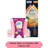 Glade Bahar Çicekleri Kokulu Mum 112GR ve Aromaterapi Portakal ve Neroil Çiçeği Kokulu Çubuklu Oda Kokusu Seti