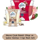 Glade Meyve Çiçeği Buketi Kokulu Büyük Mum 204GR ve Vanilya Kokulu Küçük Mum 112GR Set
