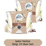 Glade Vanilya Kokulu Büyük Mum 204GR 2'li Set Tek Fitilli, Esansiyel Yağ Içeren Koku, Pamuk Fitil