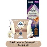 Glade Vanilya Kokulu Büyük Mum 204GR ve Aromaterapi Lavanta ve Sandal Ağacı Kokulu Çubuklu Oda Kokusu Seti