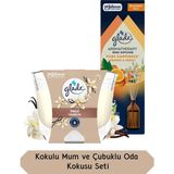 Glade Vanilya Kokulu Büyük Mum 204GR ve Aromaterapi Portakal ve Neroil Çiçeği Kokulu Çubuklu Oda Kokusu Seti