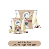 Glade Vanilya Kokulu Mum 204 ve 112GR 2'li Set Tek Fitilli, Esansiyel Yağ Içeren Koku, Pamuk Fitil