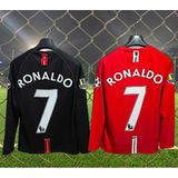 Gladsome 2008 Manchester United Premier Lig 2li Takım Uzun Kollu Ronaldo Yetişkin Forması Kırmızı/siyah - Çok Renkli
