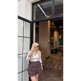 glam Kahverengi Şortlu Kahverengi Süs Mini Kemerli Etek