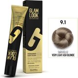 Glam Look GLAMLOOK Kalıcı Saç Boyası 9.1 Sarı Küllü 100 ml, koruyucu, nemlendirici, besleyici yağlar, düşük amonyak seviyesi, profesyonel 79 renk - 9,1 Sarı Küllü