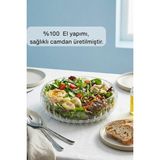 Glamis Selen Concept El Yapımı Orta Boy Cam Salata Kasesi - 1,5 lt - Beyaz