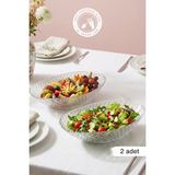 Glamis Selen Concept Inci Model El Yapımı Cam Gondol Salata Kasesi Meyvelik ve Sunumluk 2'li Set - 1,8 lt - Beyaz